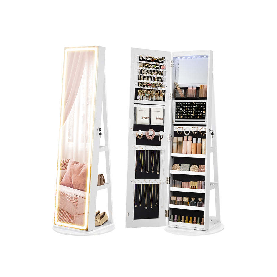 Schmuckschachtel mit LED-Beleuchtung und wolkenweißem Spiegel