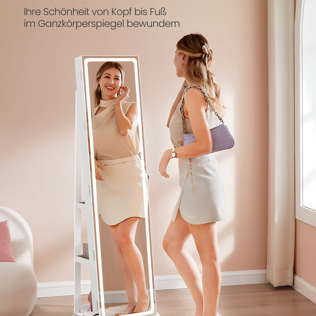 Schmuckschachtel mit LED-Beleuchtung und wolkenweißem Spiegel