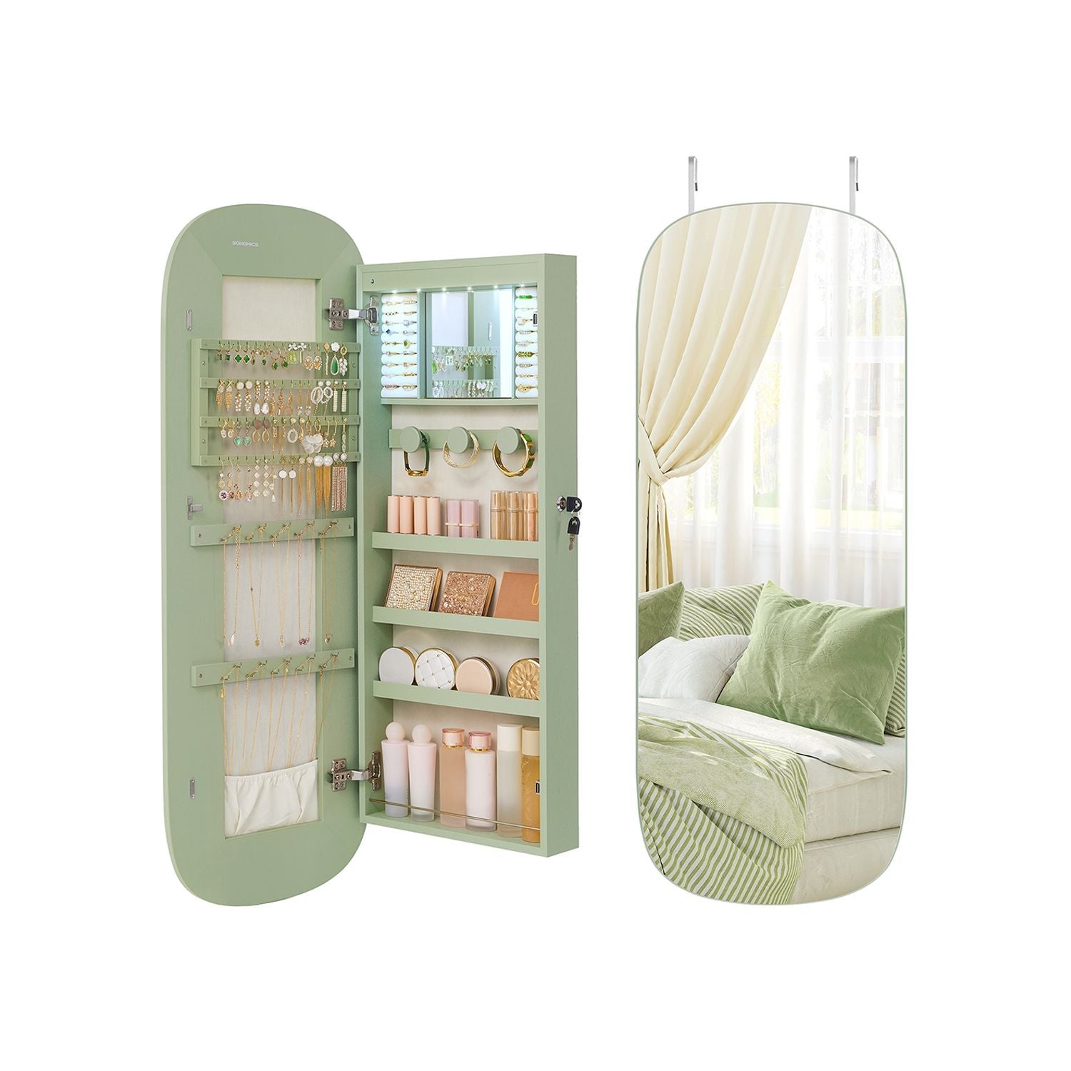 Wandschrank - mit Spiegeloberfläche - Weiß