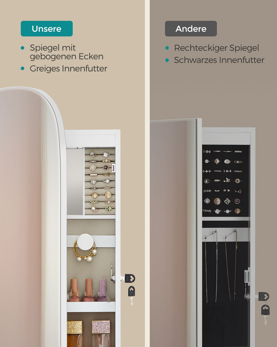 Wandschrank - mit Spiegeloberfläche - Weiß