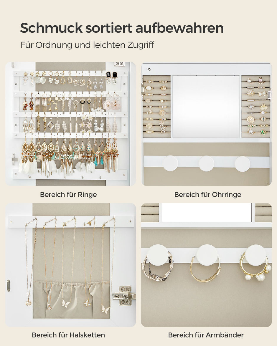 Wandschrank - mit Spiegeloberfläche - Weiß