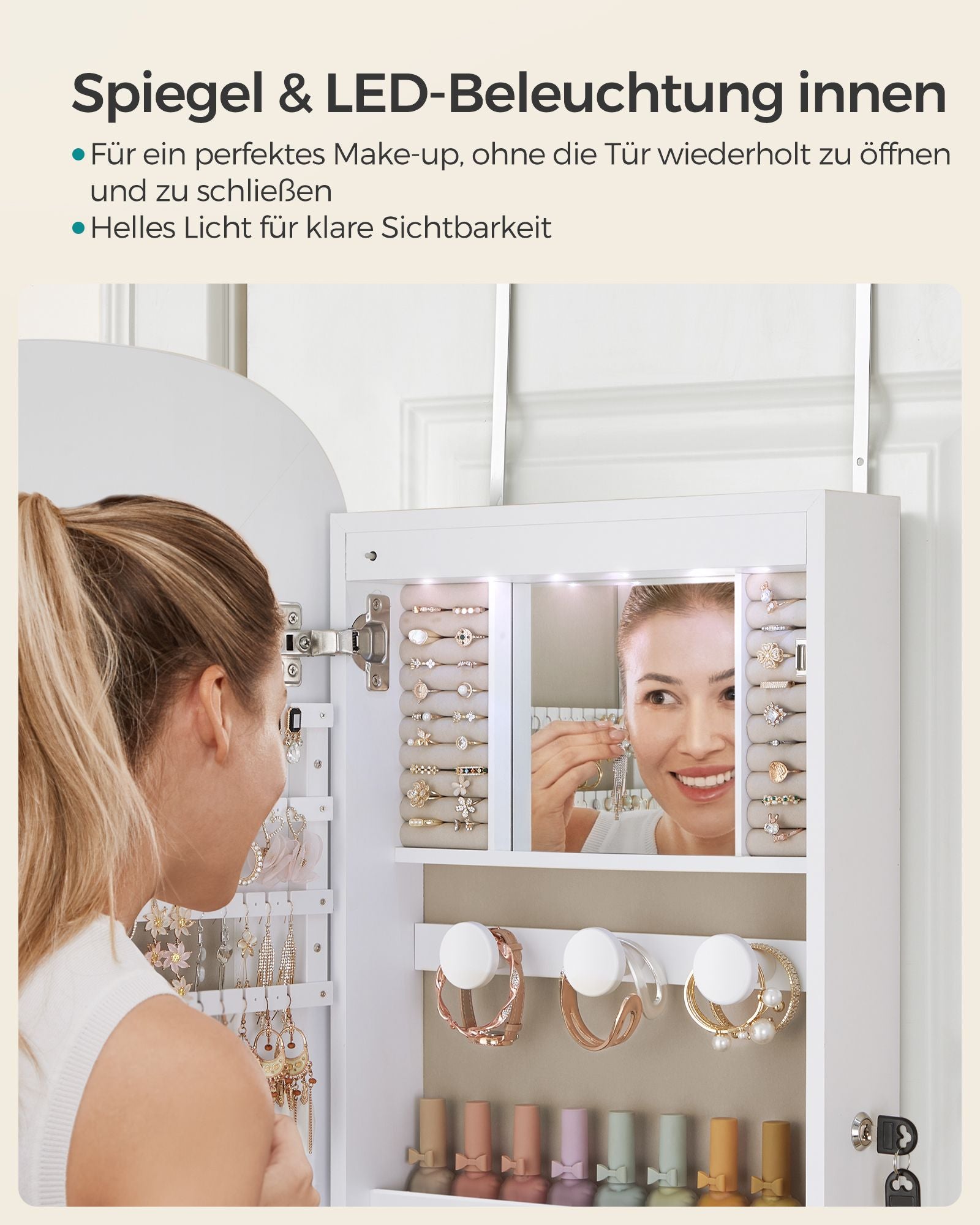 Wandschrank - mit Spiegeloberfläche - Weiß