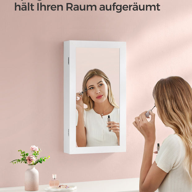 Spiegelschrank - Weiße Oberfläche - graues Innenfutter