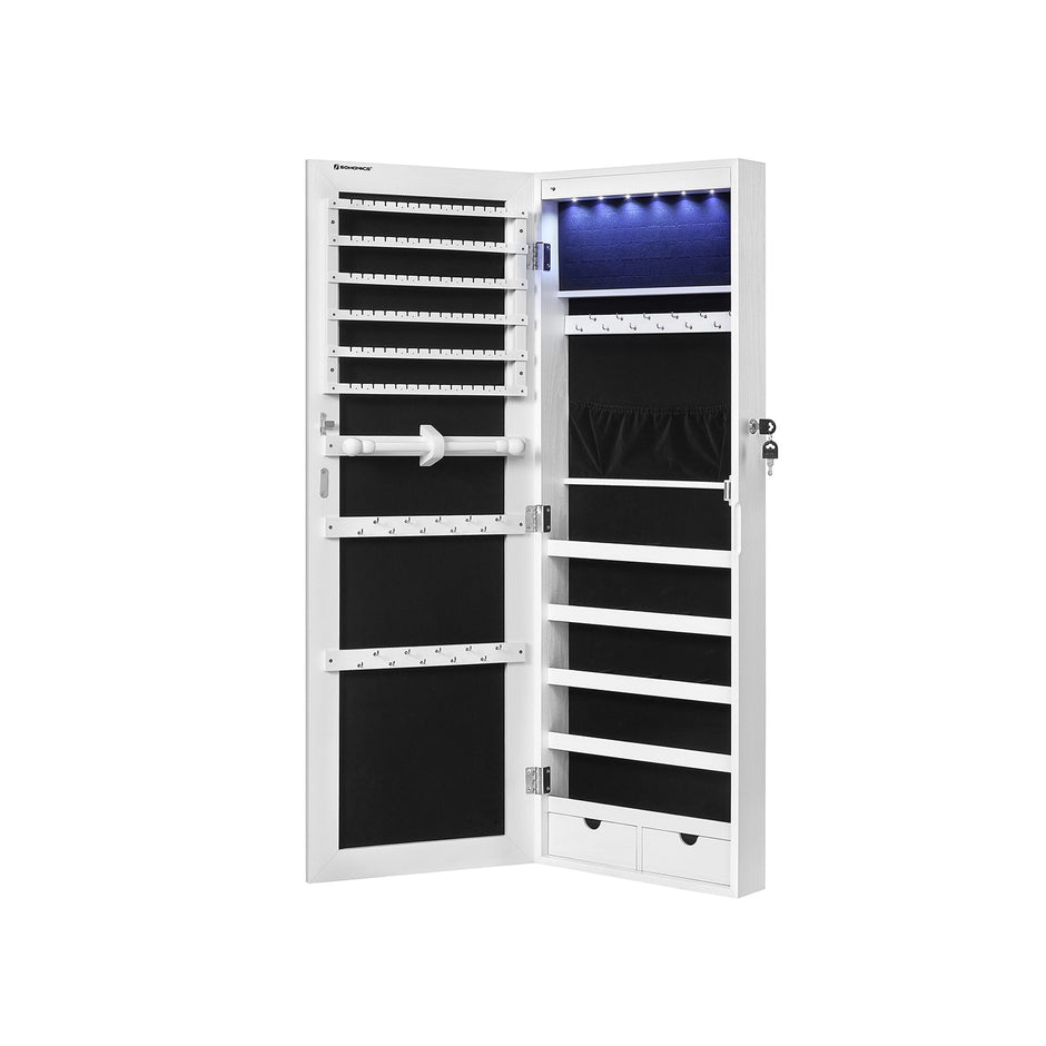 Schmuckschrank - Hanging Spiegelschrank - mit LED -Beleuchtung - Weiß