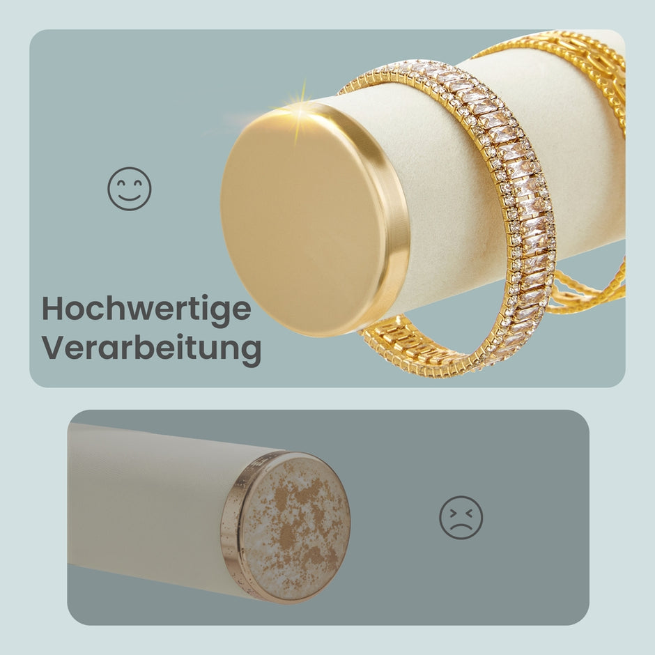 Sieradenstandaard - 15 x 22 x 29,2 cm - afneembare ringhouder - witgoud - 0,6 kg