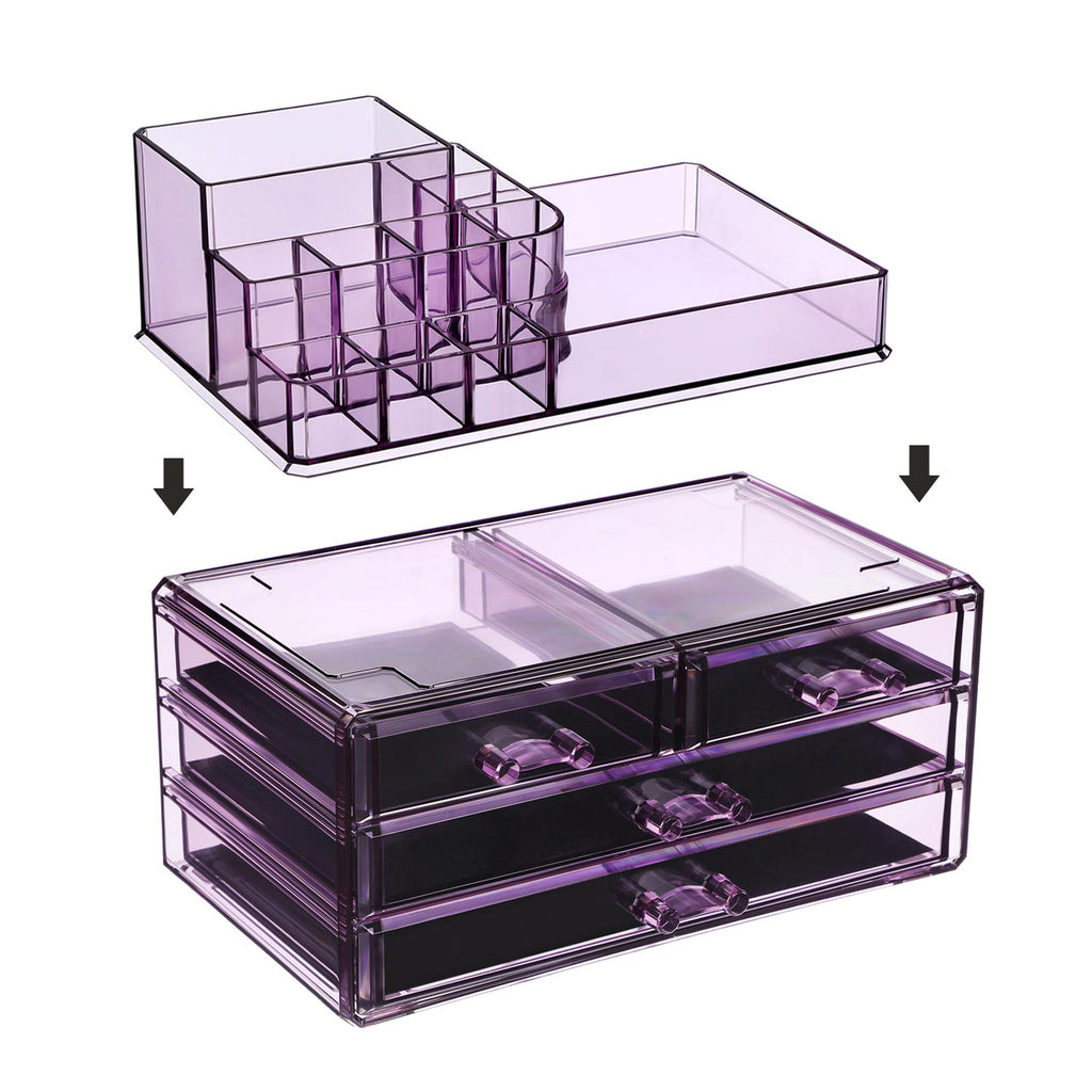 Kosmetischer Organizer - mit Schubladen - Lavendelfarbe