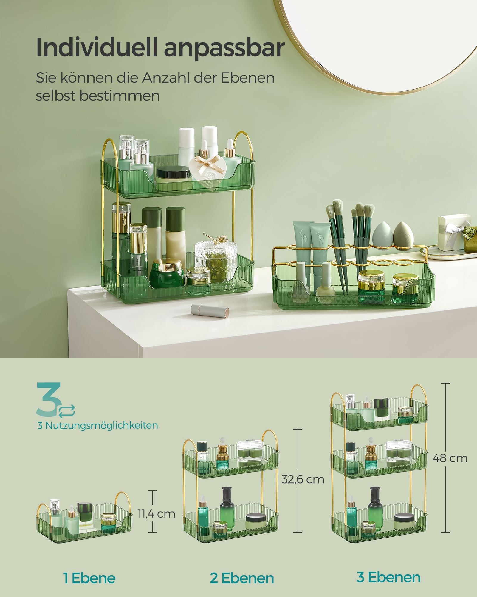 Make-up Organizer-for-Schminktisch-Gift-Ideenlichtgrün