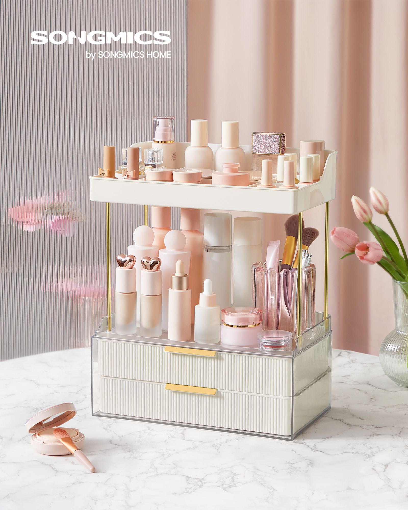 Make-up-Organizer 4 Stufen 20 x 32 x 39,1 cm, Wolkwit