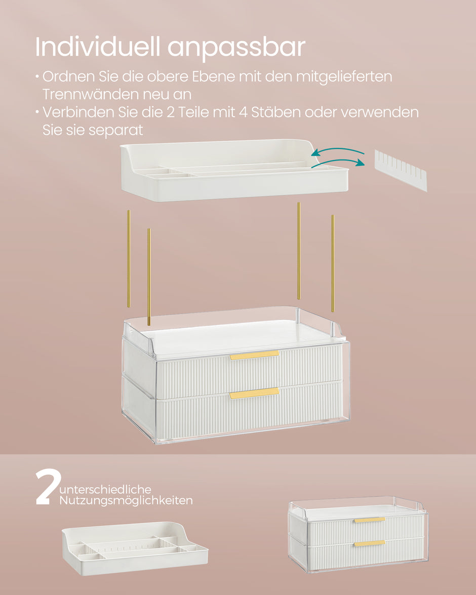 Make-up-Organizer 4 Stufen 20 x 32 x 39,1 cm, Wolkwit