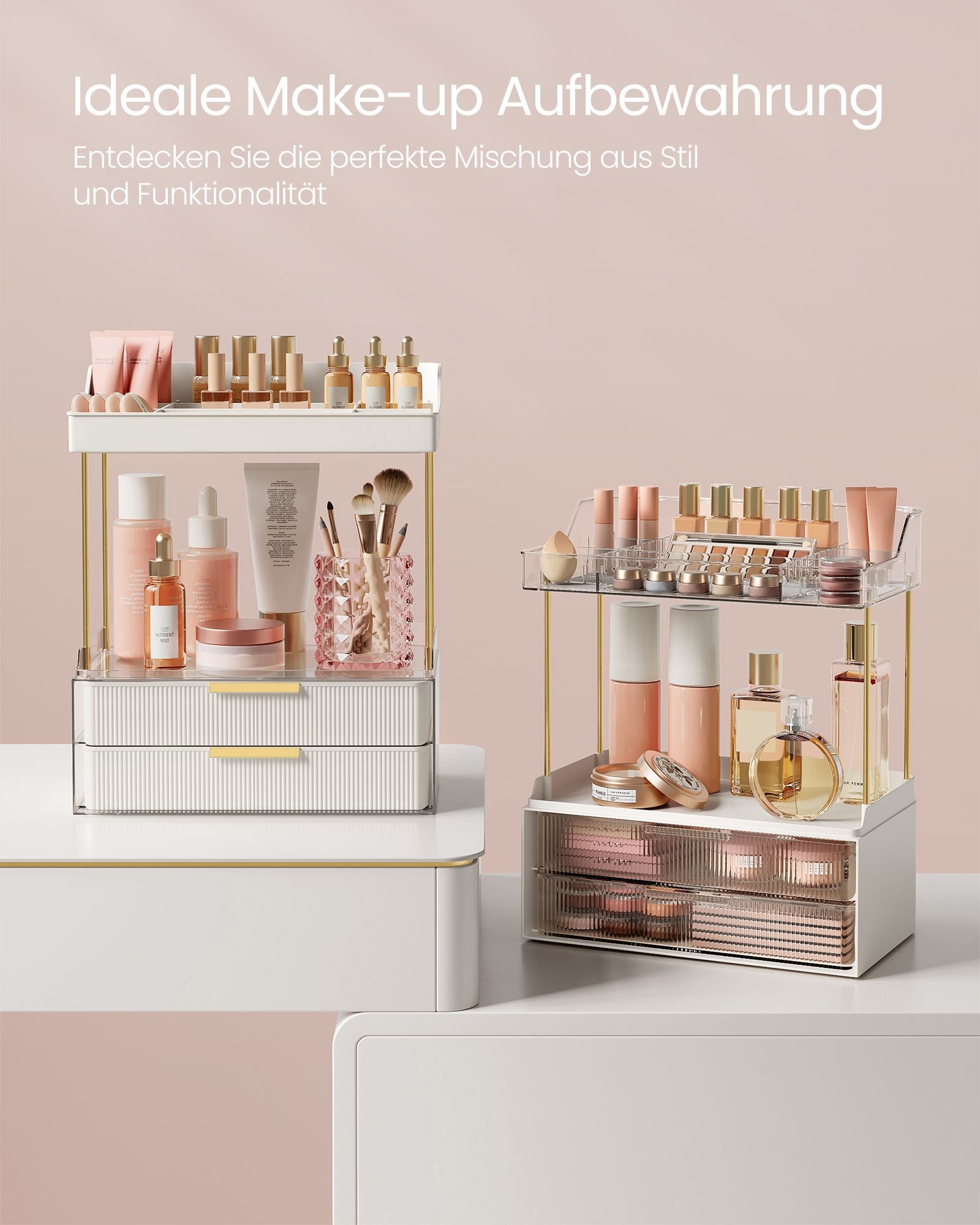 Make-up-Organizer 4 Stufen 20 x 32 x 39,1 cm, Wolkwit