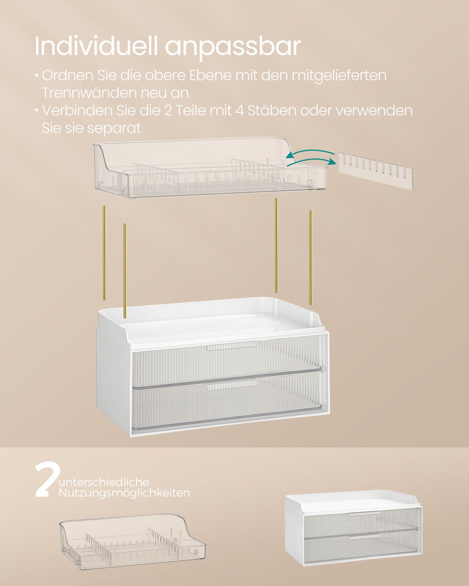 Make-up-Organizer 4 Stufen 20 x 32 x 39,1 cm, transparent