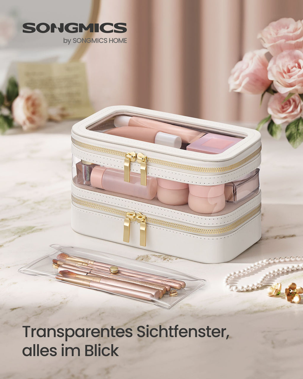 Make-up-Tasche mit Schmuckschachtel Wolk weiß