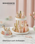 Make-up-Organisator rotatable mit zusätzlicher Schüssel mit goldfarben