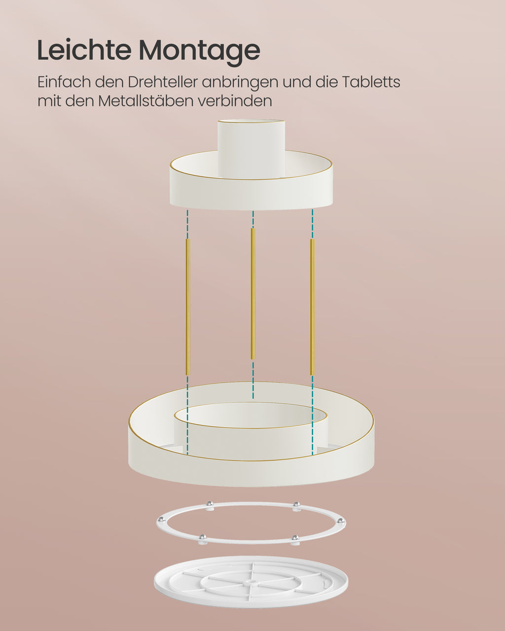 Make-up-Organisator rotatable mit zusätzlicher Schüssel mit goldfarben