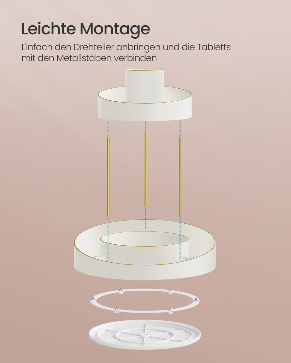 Make-up-Organisator rotatable mit zusätzlicher Schüssel mit goldfarben