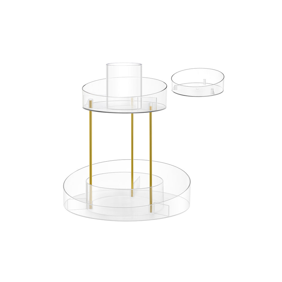 Make-up-Organizer mit zusätzlich transparentem Behälter drehen