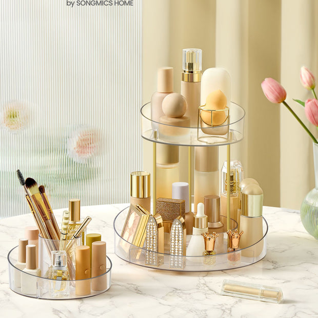 Make-up-Organizer mit zusätzlich transparentem Behälter drehen