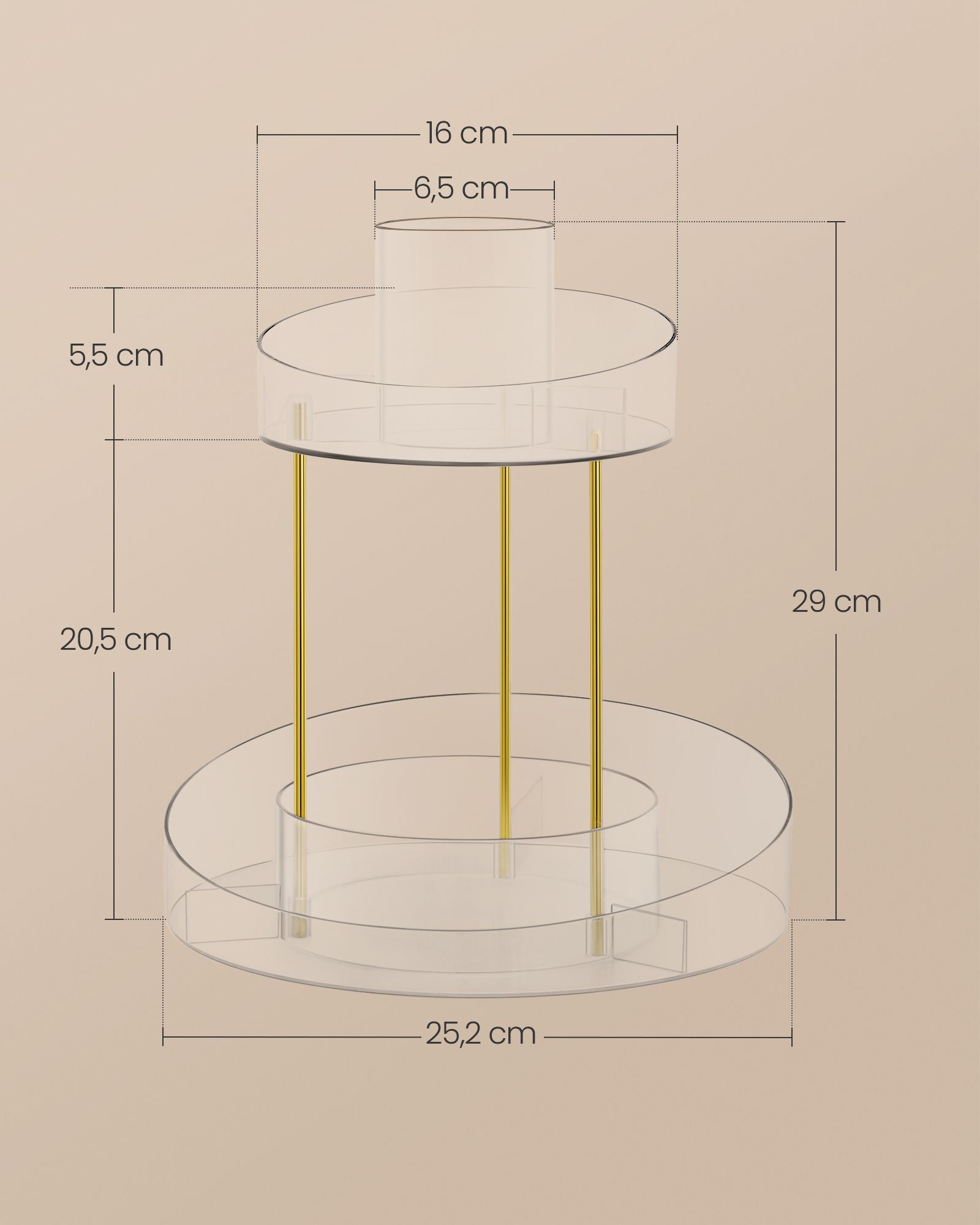 Make-up-Organizer mit zusätzlich transparentem Behälter drehen