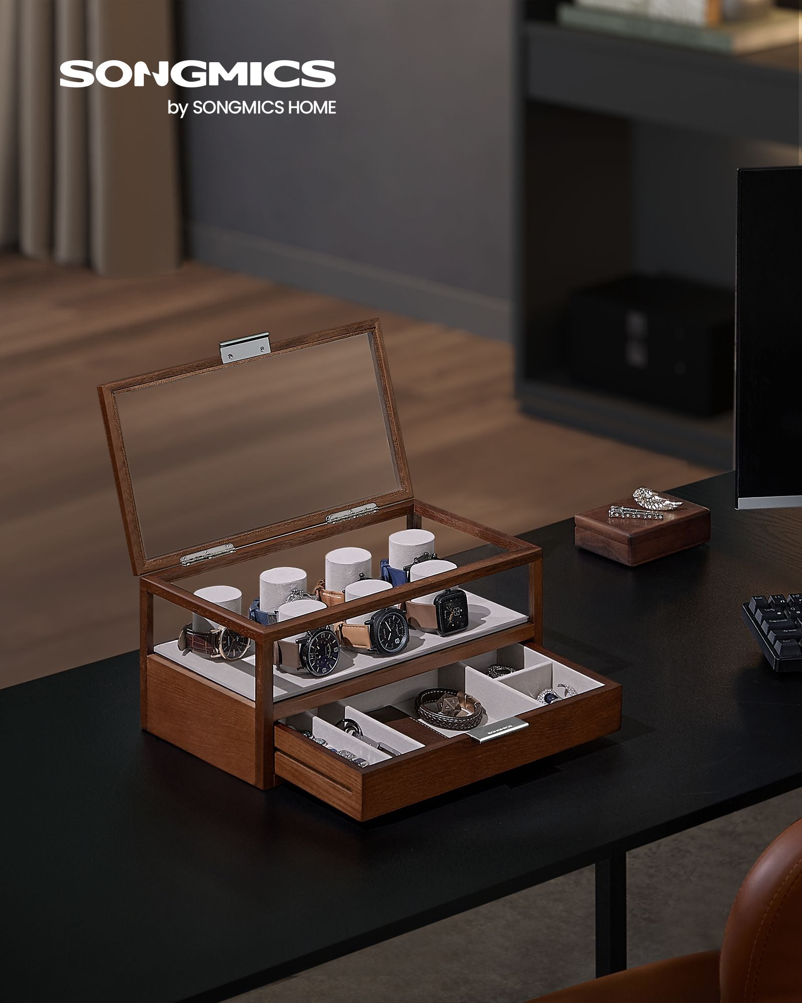 Watch Box-2 Level-7-Uhr-Kissen-Gift-Ideen-Koffinebraun