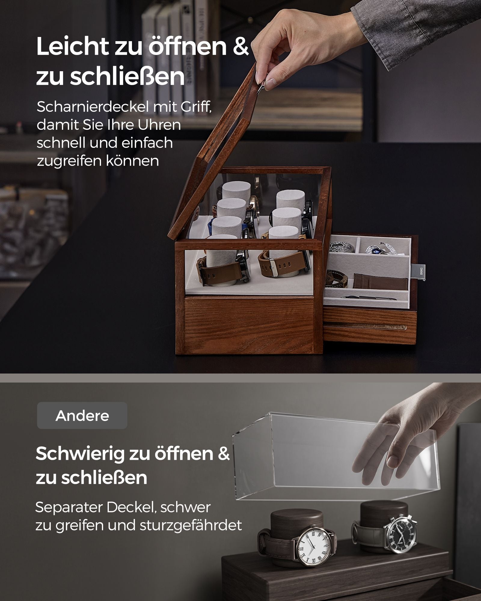 Watch Box-2 Level-7-Uhr-Kissen-Gift-Ideen-Koffinebraun