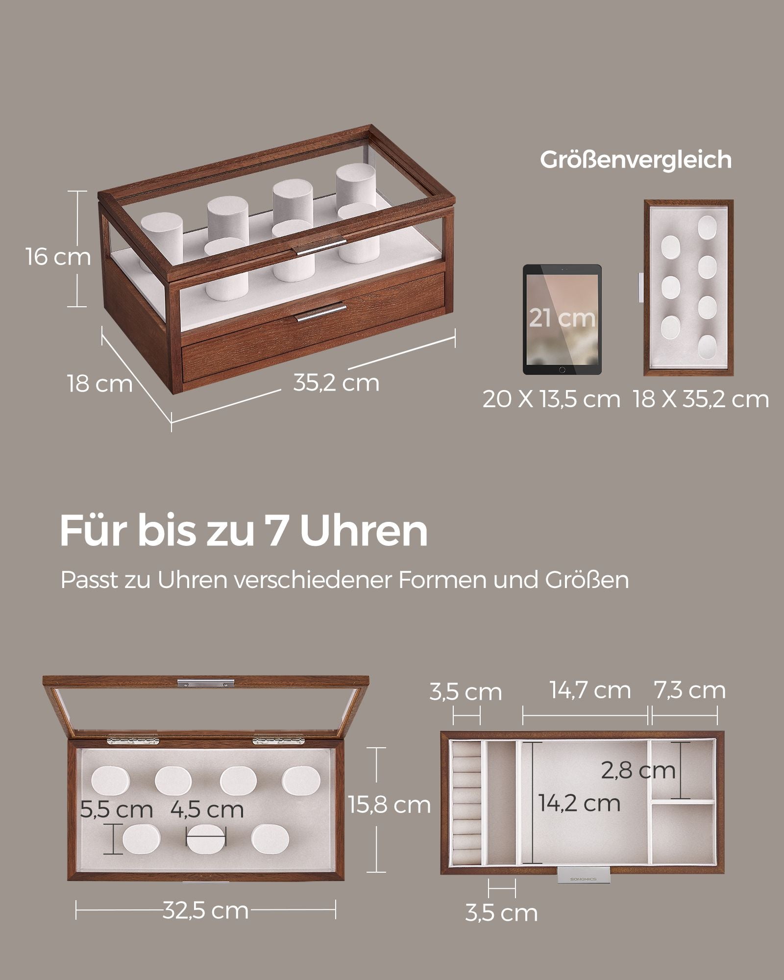 Watch Box-2 Level-7-Uhr-Kissen-Gift-Ideen-Koffinebraun