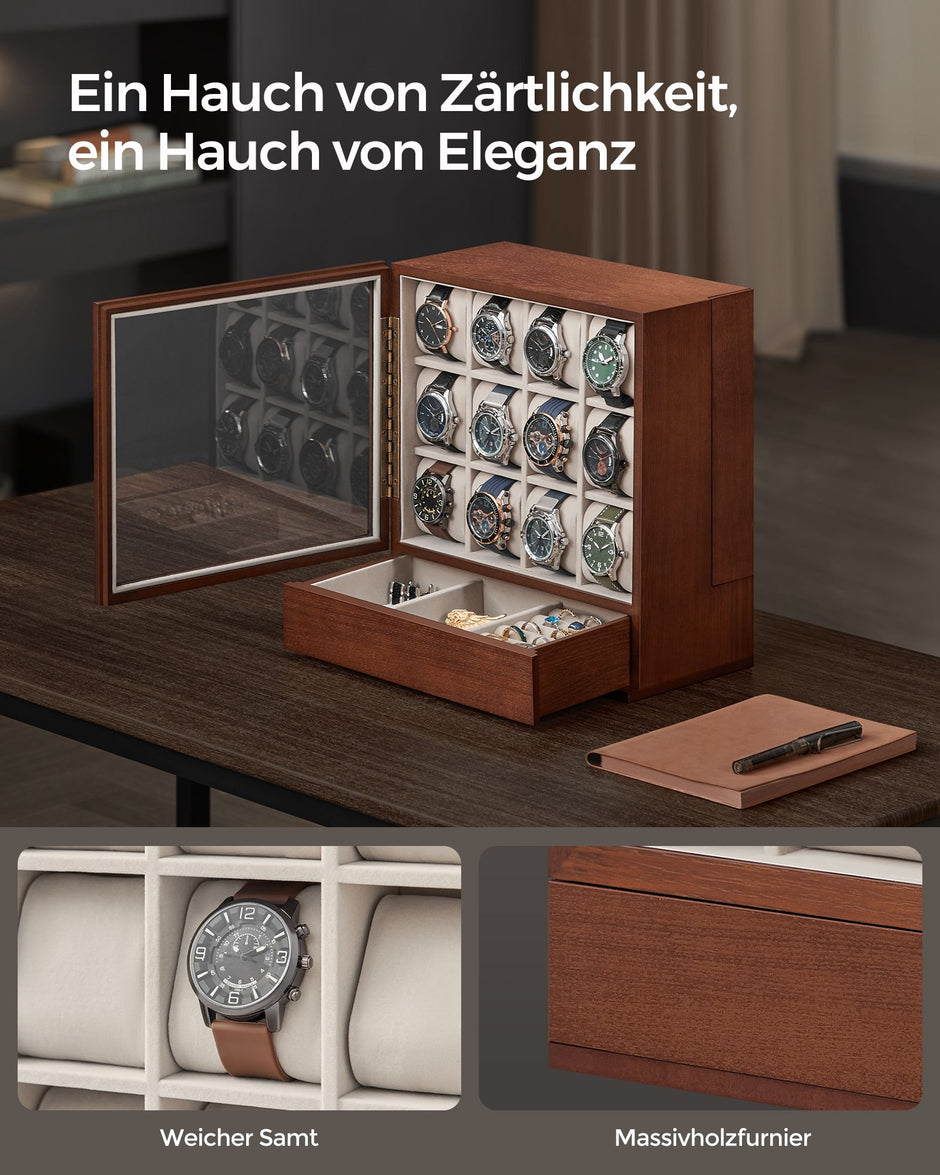 Uhr Box-12-Fächer-mit der Fenstergift-Ideen-Kaffee Brown