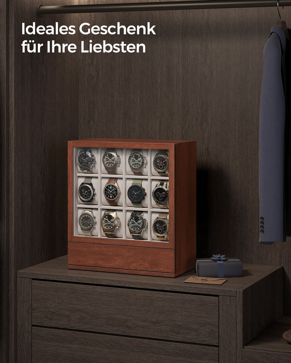 Uhr Box-12-Fächer-mit der Fenstergift-Ideen-Kaffee Brown