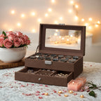 Watchbox mit Glasdeckel - 2 Schichten für 12 Uhren