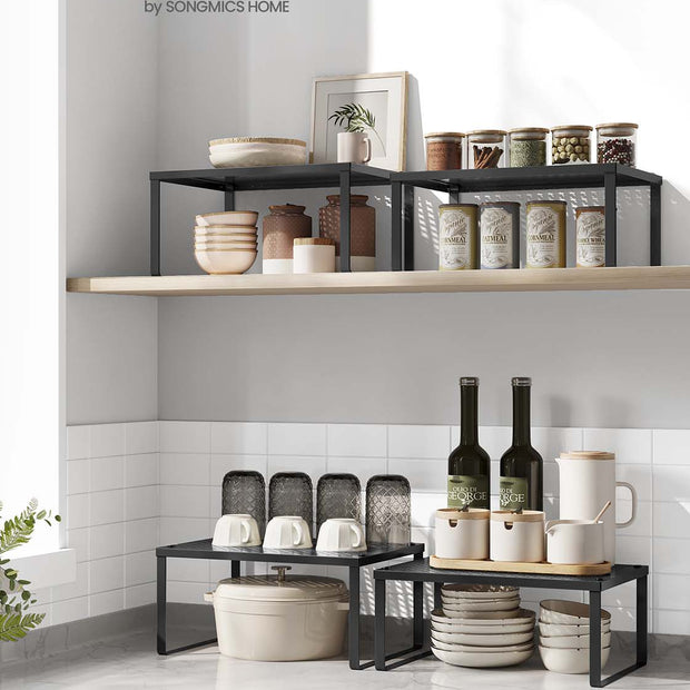 Kräuterregal -Set von 4 erweiterbaren und stapelbaren Tinten schwarz