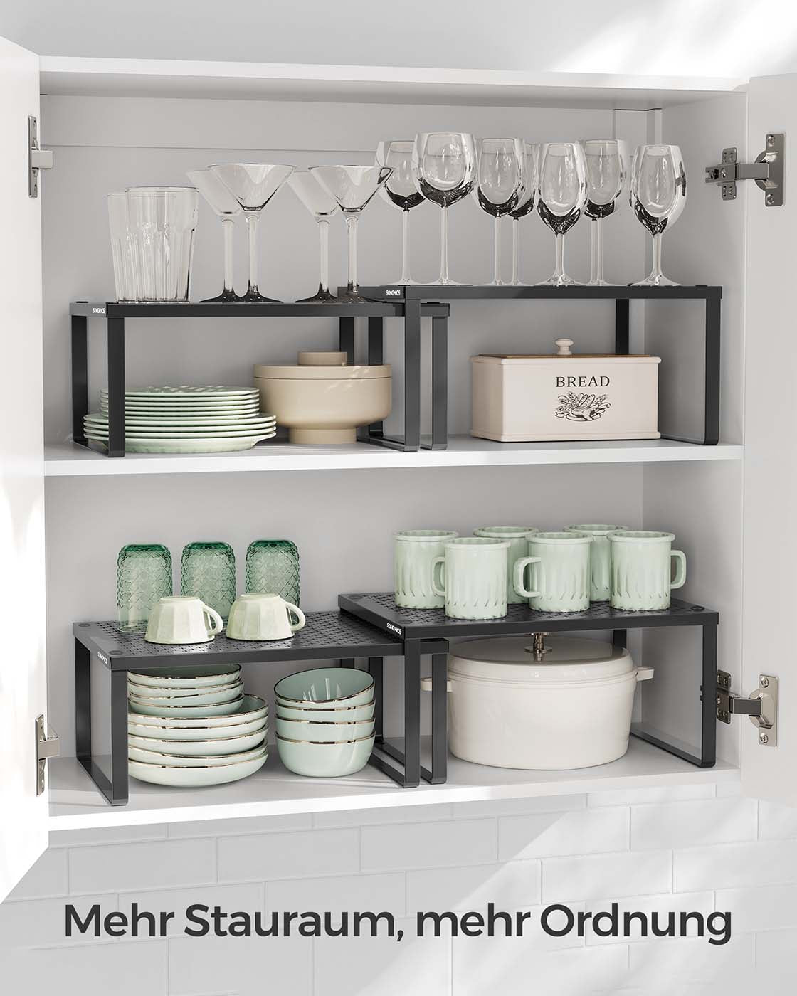 Kräuterregal -Set von 4 erweiterbaren und stapelbaren Tinten schwarz