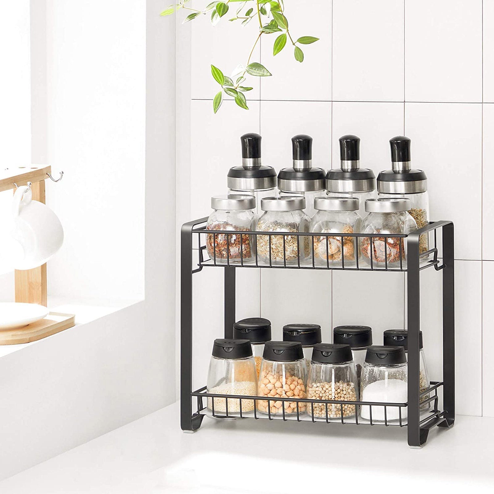 Kräuterregal - Kitchen Rack - Arbeitsplatte Organizer - Badezimmerregal - Schwarz