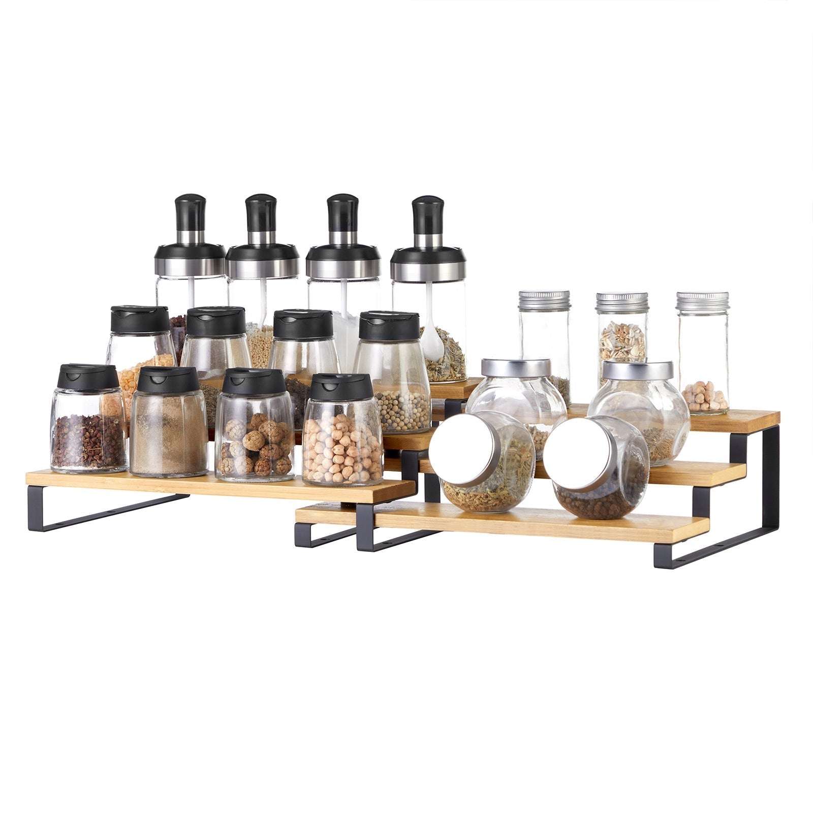 Bambusgewürzregal - Küchenständer - 2 - Natural/Schwarz