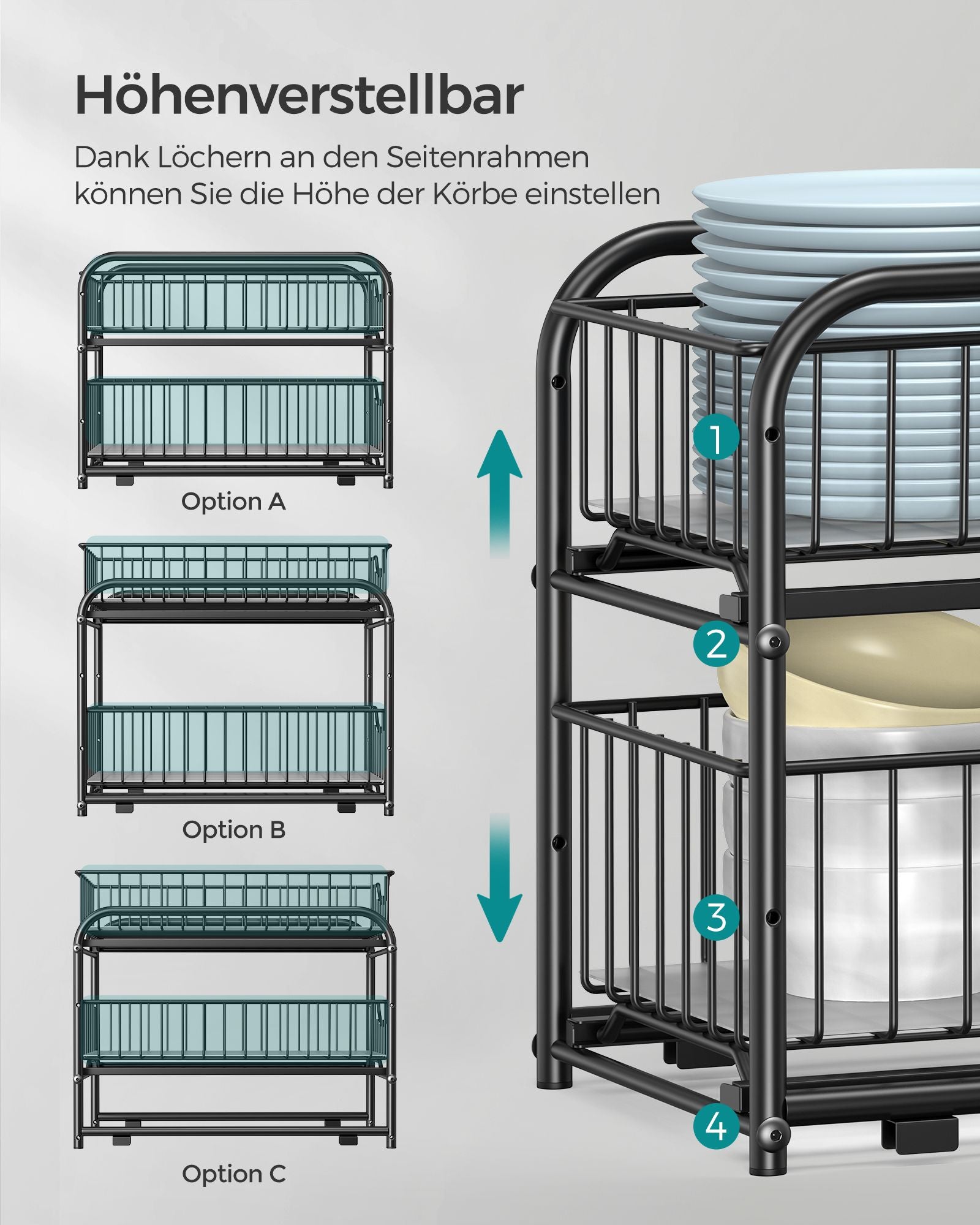 Küchengastorganisator - stapelbar - klassisch schwarz
