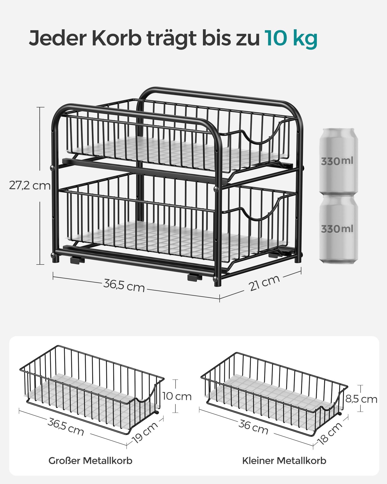 Küchengastorganisator - stapelbar - klassisch schwarz