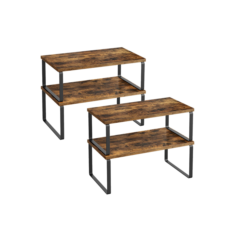 Kräuter-Rack-Set von 4-Metal-Rahmen-Ink-Schwarz-Vintage-Braun