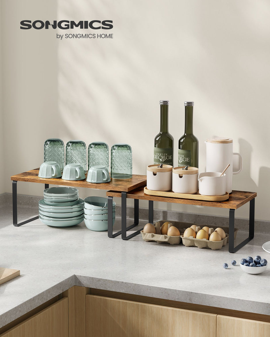 Kräuter-Rack-Set von 4-Metal-Rahmen-Ink-Schwarz-Vintage-Braun