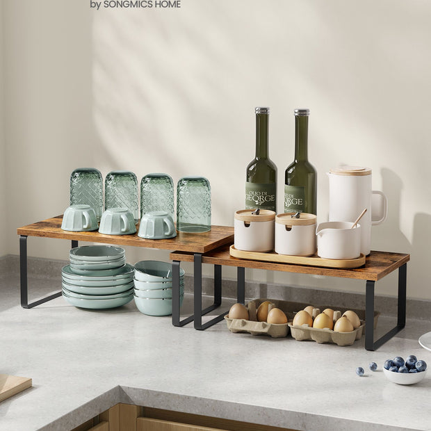 Kräuter-Rack-Set von 4-Metal-Rahmen-Ink-Schwarz-Vintage-Braun