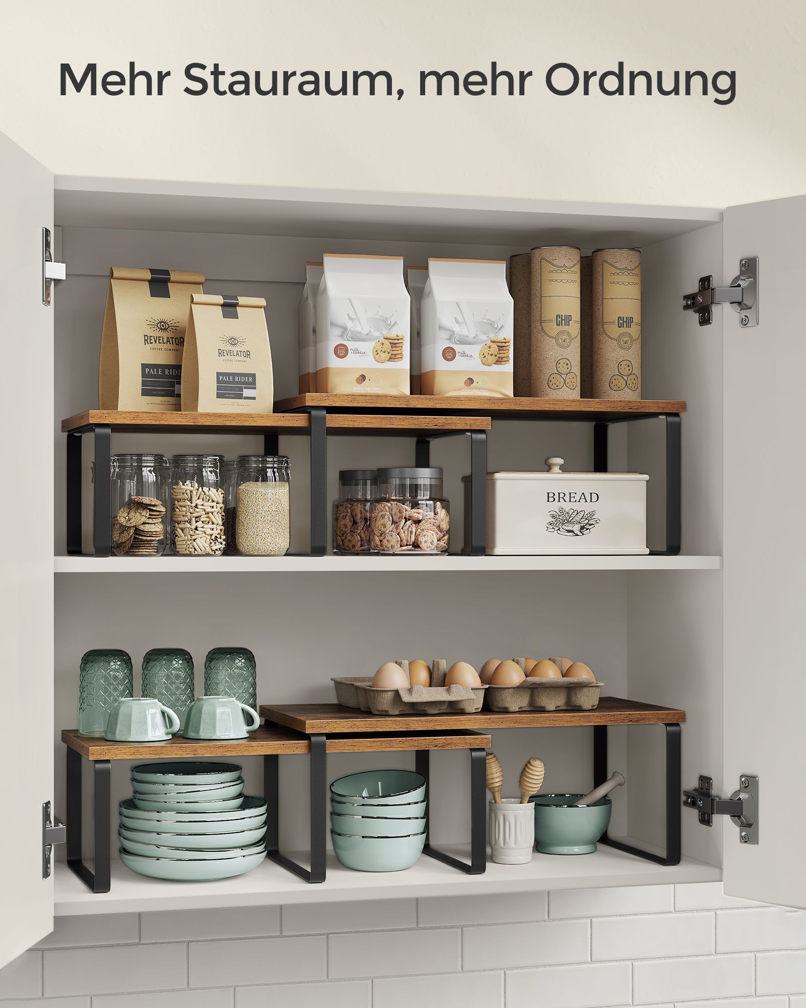 Kräuter-Rack-Set von 4-Metal-Rahmen-Ink-Schwarz-Vintage-Braun