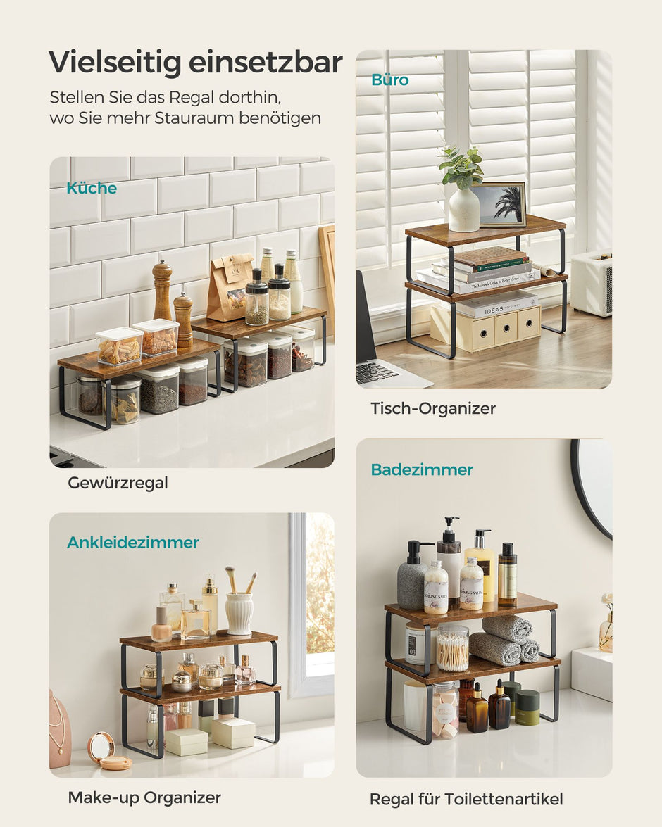 Kräuter-Rack-Set von 4-Metal-Rahmen-Ink-Schwarz-Vintage-Braun