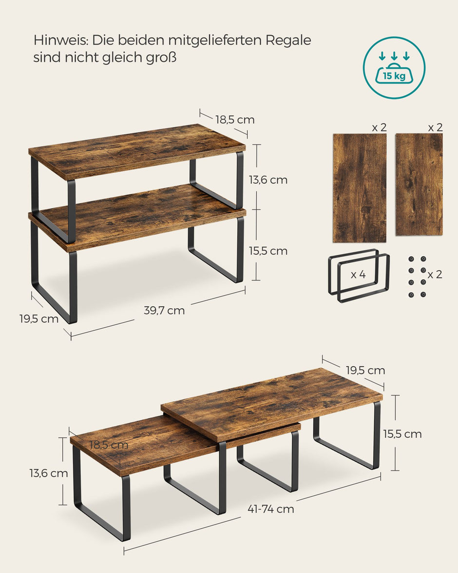 Kräuter-Rack-Set von 4-Metal-Rahmen-Ink-Schwarz-Vintage-Braun