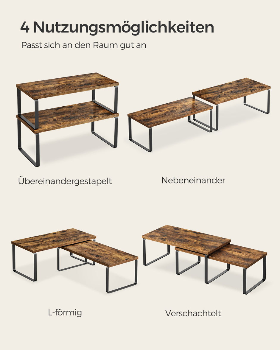 Kräuter-Rack-Set von 4-Metal-Rahmen-Ink-Schwarz-Vintage-Braun