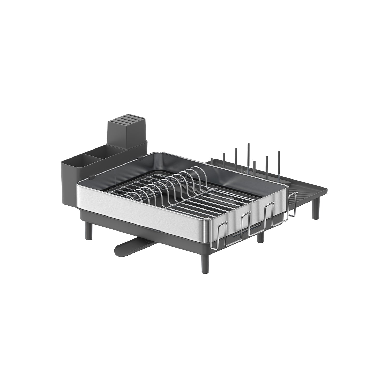 Rack mit silbergrauem Besteckhalter abtropfen lassen