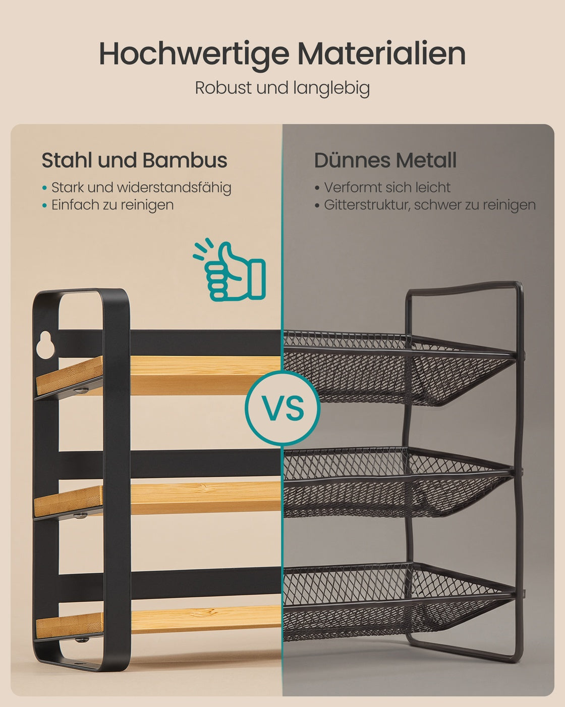 Kruidenrek - 3 Planken - 24 Potjes - Met Etiketten - Inktzwart-Naturel Beige