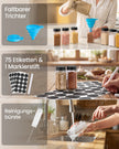 Kruidenrek - 4 Planken - 28 Potjes - Met Etiketten - Inktzwart-Naturel Beige