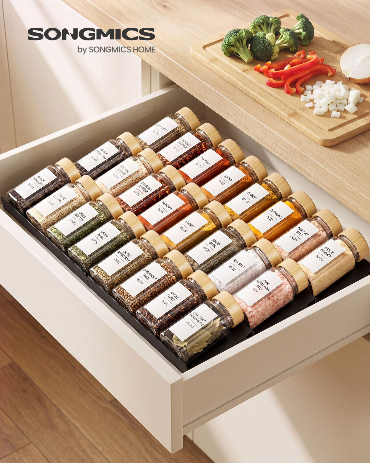 Kruidenpotjes Glas – Set van 12 – 120 ml – Met Strooideksel en Etiketten – Bamboe