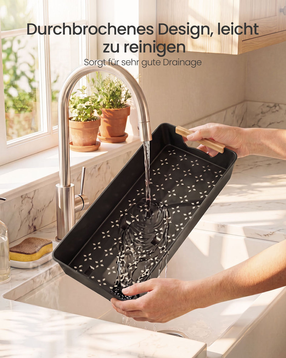 Gootsteenorganizer - L-vormig voor Onderkast - Uittrekbaar - Inktzwart - 40 x 29,5 x 41,5 cm