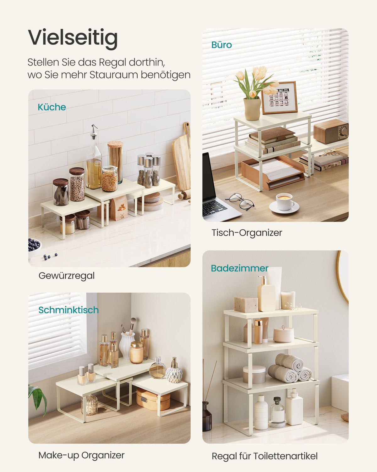 Kruidenrek – Set van 3 – Stapelbaar – Metaal en Hout – Licht Warmwit