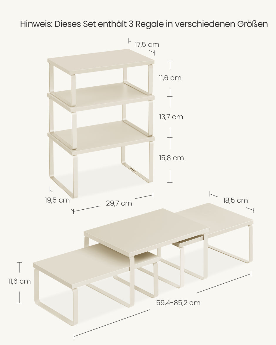 Kruidenrek – Set van 3 – Stapelbaar – Metaal en Hout – Licht Warmwit