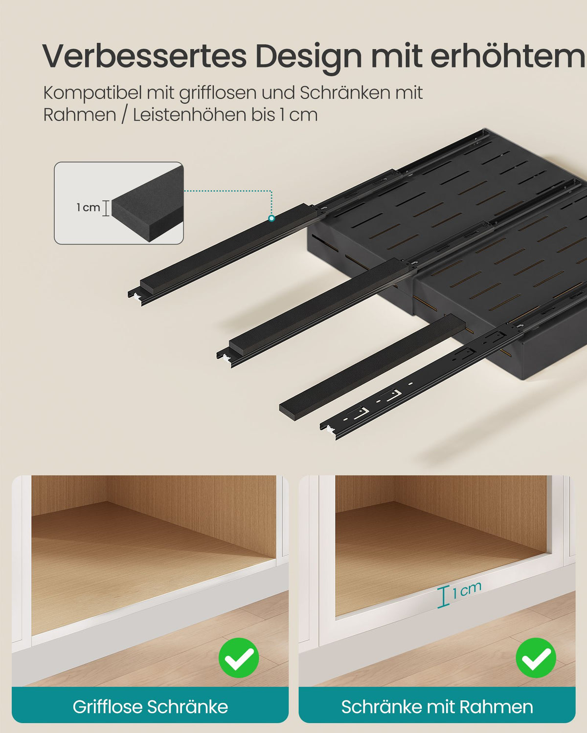 Uittrekbare Kastlades – Set van 2 – In Breedte Verstelbaar 30-51,5 cm – 42 cm Diep – Inktzwart