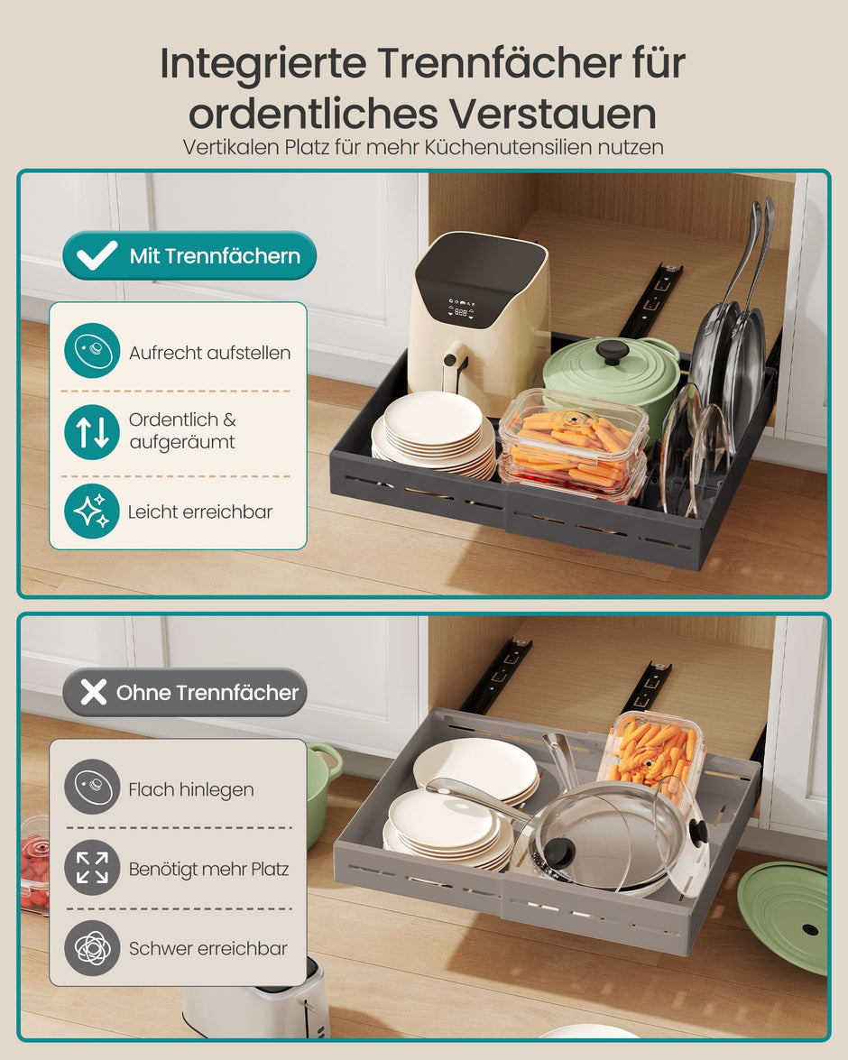 Uittrekbare Kastlades – Set van 2 – In Breedte Verstelbaar 30-51,5 cm – 42 cm Diep – Inktzwart